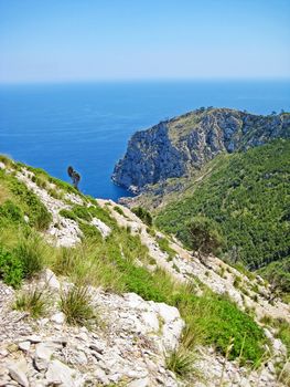 Coll Baix bay Majorca, Spain - view from above during hiking tour