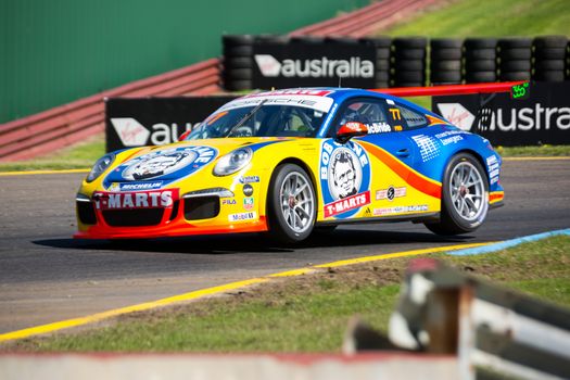 MELBOURNE/AUSTRALIA - SEPTEMBER 17, 2016: Bob Jane T Marts driver Nick McBride in the Porsche Cup qualifying session for the Sandown 500 'Retro' Endurance race at Sandown raceway.