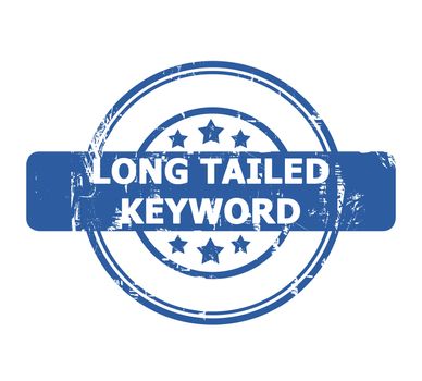 Long Tailed Keyword Stamp with stars isolated on a white background.