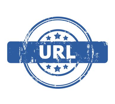 URL Stamp with stars isolated on a white background.