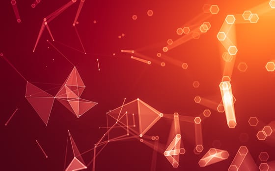 Abstract polygonal space low poly dark background with connecting dots and lines. Connection structure. 3d rendering