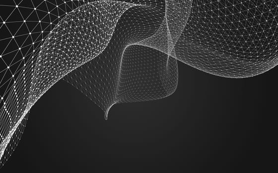 Abstract polygonal space low poly dark background with connecting dots and lines. Connection structure. 3d rendering