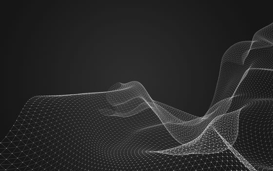 Abstract polygonal space low poly dark background with connecting dots and lines. Connection structure. 3d rendering