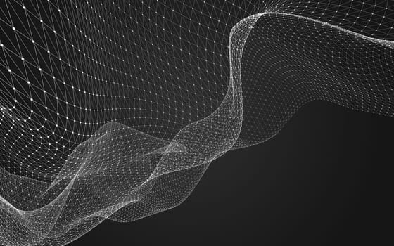 Abstract polygonal space low poly dark background with connecting dots and lines. Connection structure. 3d rendering