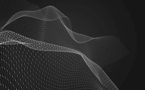 Abstract polygonal space low poly dark background with connecting dots and lines. Connection structure. 3d rendering