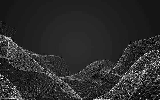 Abstract polygonal space low poly dark background with connecting dots and lines. Connection structure. 3d rendering