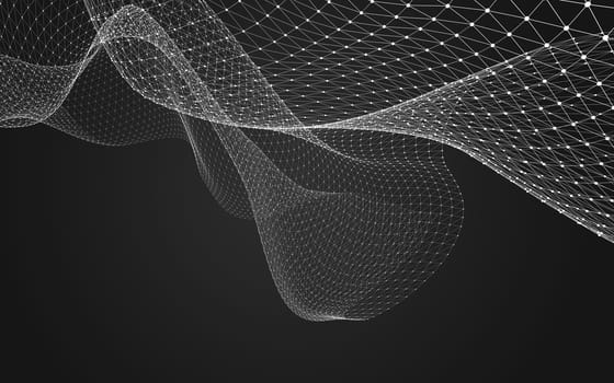 Abstract polygonal space low poly dark background with connecting dots and lines. Connection structure. 3d rendering