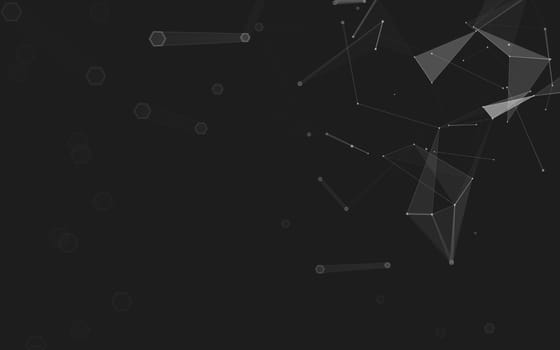 Abstract polygonal space low poly dark background with connecting dots and lines. Connection structure. 3d rendering