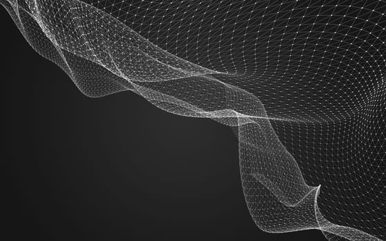 Abstract polygonal space low poly dark background with connecting dots and lines. Connection structure. 3d rendering