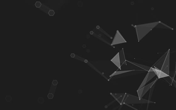 Abstract polygonal space low poly dark background with connecting dots and lines. Connection structure. 3d rendering