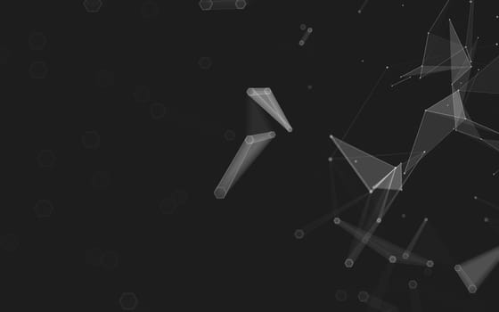 Abstract polygonal space low poly dark background with connecting dots and lines. Connection structure. 3d rendering