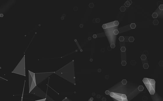 Abstract polygonal space low poly dark background with connecting dots and lines. Connection structure. 3d rendering