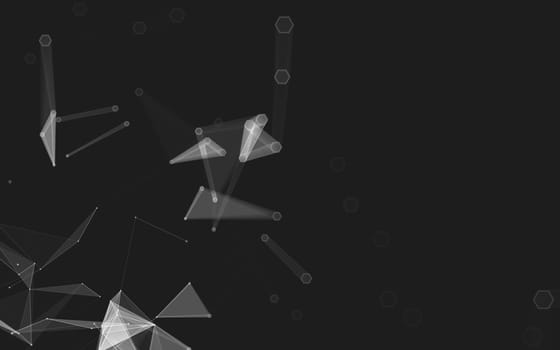 Abstract polygonal space low poly dark background with connecting dots and lines. Connection structure. 3d rendering