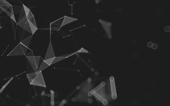 Abstract polygonal space low poly dark background with connecting dots and lines. Connection structure. 3d rendering