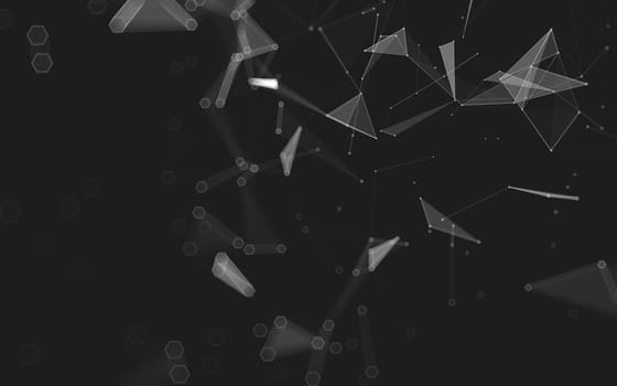 Abstract polygonal space low poly dark background with connecting dots and lines. Connection structure. 3d rendering