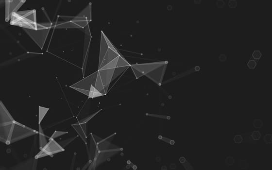 Abstract polygonal space low poly dark background with connecting dots and lines. Connection structure. 3d rendering