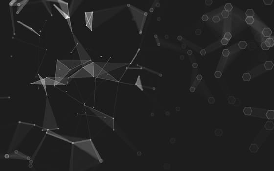 Abstract polygonal space low poly dark background with connecting dots and lines. Connection structure. 3d rendering