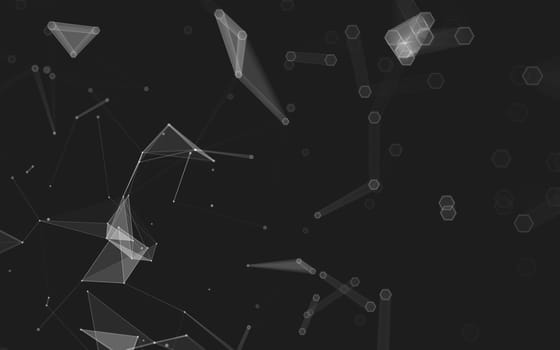 Abstract polygonal space low poly dark background with connecting dots and lines. Connection structure. 3d rendering