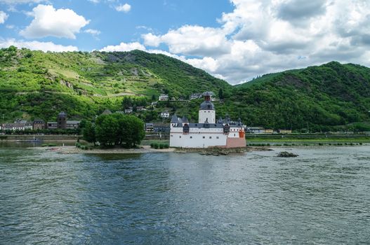 Medieval castle Burg Pfalzgrafenstein  at Rhine river valley, near Kaub, Germany