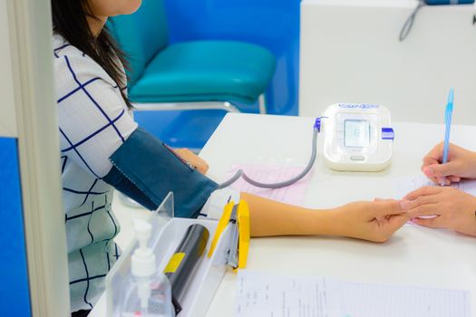 Women Pressure with nurse in hospital