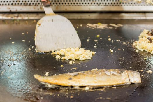 Cooking food in restaurant