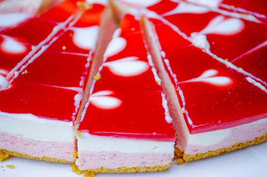 a Cheesecake New-York with Strawberries close up