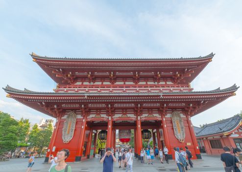 Tourists and sightseers wander around Sensoji Temple on July 3,2016 in Tokyo,Japan
