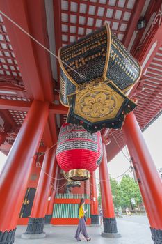 Tourists and sightseers wander around Sensoji Temple on July 3,2016 in Tokyo,Japan