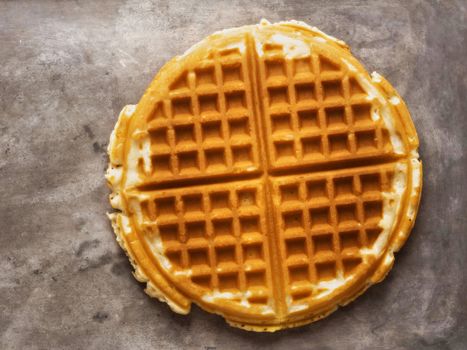 close up of rustic golden plain waffle