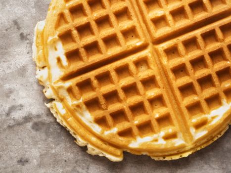 close up of rustic golden plain waffle