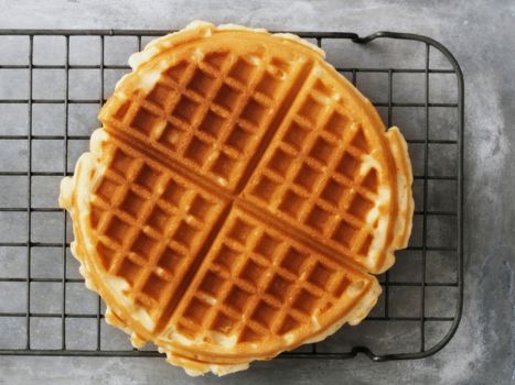 close up of rustic golden plain waffle