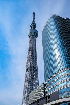 Tokyo sky tree with skyscraper