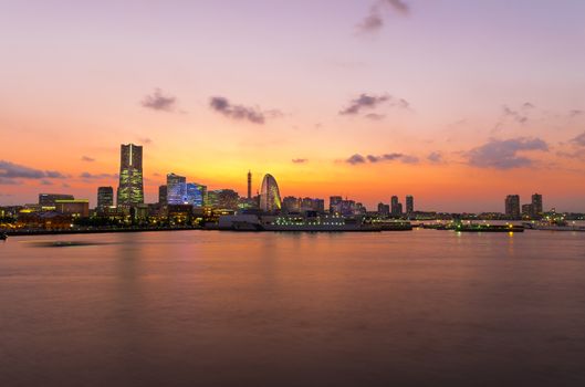 Yokohama city in Japan at twilight