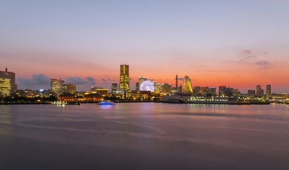 Yokohama city in Japan at night