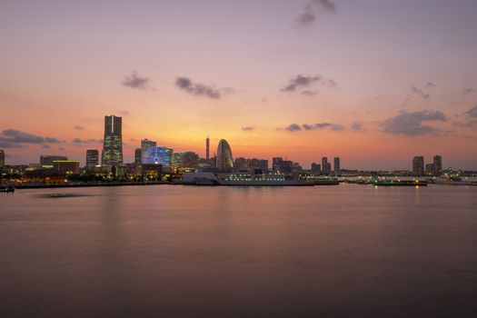 Yokohama city in Japan at twilight