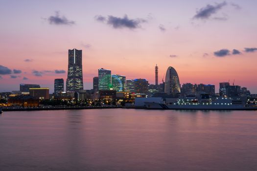 Yokohama city in Japan at twilight