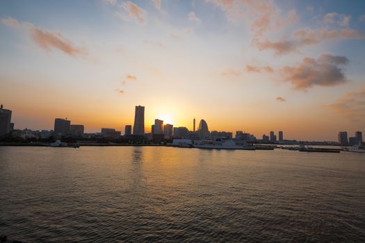 Yokohama city in Japan at twilight