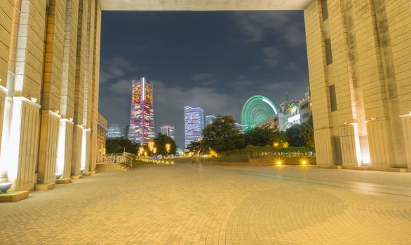 Yokohama Minatomirai 21 at night in Japan