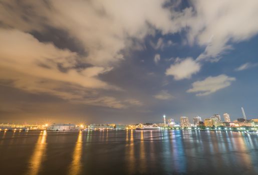 Yokohama city in Japan at night