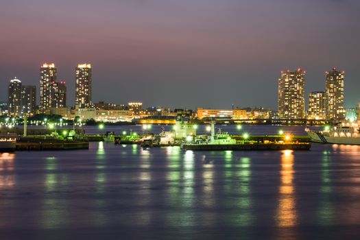 Yokohama city in Japan at night
