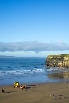 a semi-submersible vehicle towing sea rescue craft to the sea for launching in Ballybunion ireland