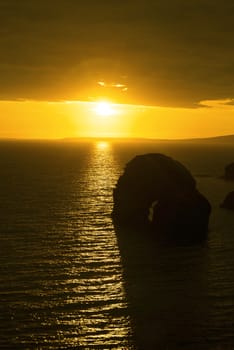 virgin rock sunset on the coastline of ballybunion county kerry ireland