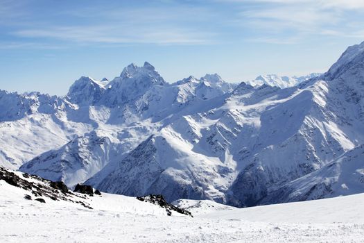 View on Elbrus Mount - the highest point of Europe. Russia. Caucasus.