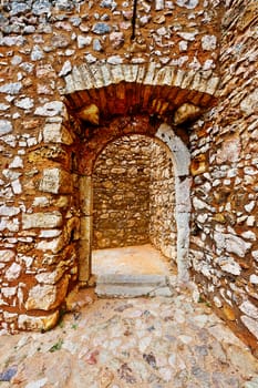 Entrance to the Portuguese Fortress on the Deserted Beach of the Atlantic Ocean