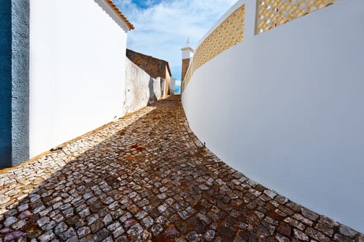 Narrow Street in the Medieval Portuguese City of Albufeira