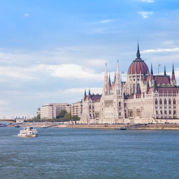 The Hungarian Parliament Building, a notable landmark of Hungary and a popular tourist destination of Budapest.