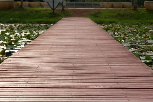 Wooden walkway over the river