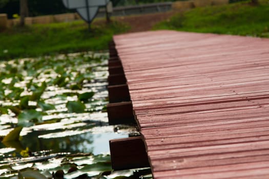 Wooden walkway over the river