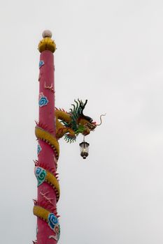 Colorful dragon column at Chinese shrine