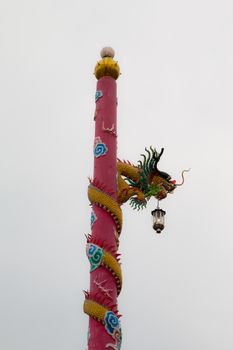 Colorful dragon column at Chinese shrine